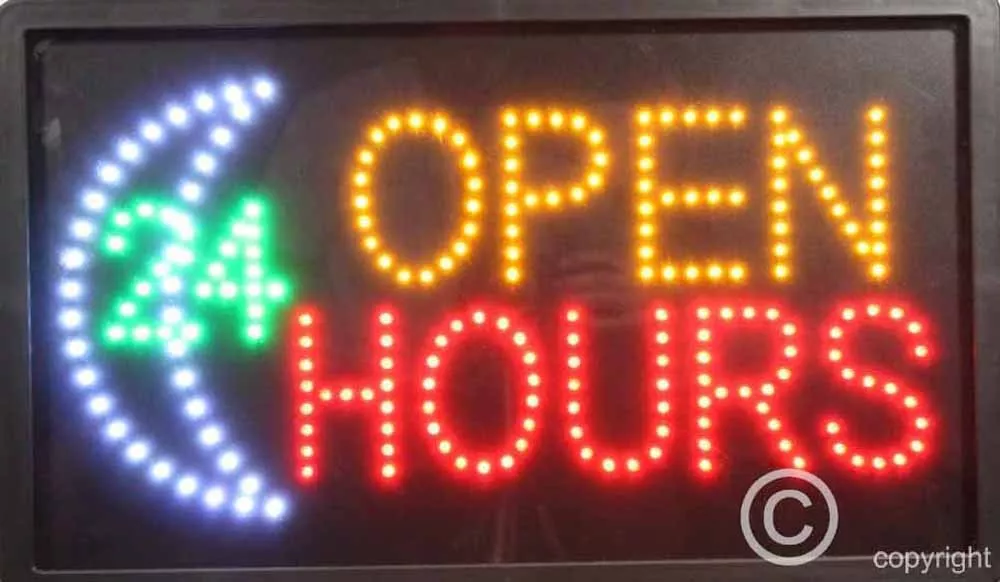 Open 24 deals hours led sign