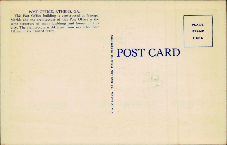 Postcard A30 U. S. POST OFFICE BY NIGHT, ATHENS, GA. E6968 eBay