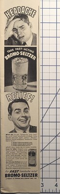 Bromo-Seltzer Headache Neuralgia Relief Stomach Nerves Vintage Print Ad 1946