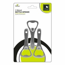 -3pc Flat Metal Bartender BOTTLE Top Cap OPENER Bar Tool Set with Hanging Hole