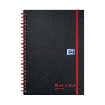 Schwarz und rot A5 recycelt drahtgebunden Polypropylen Einband Notizbuch Pack 5 (100080221