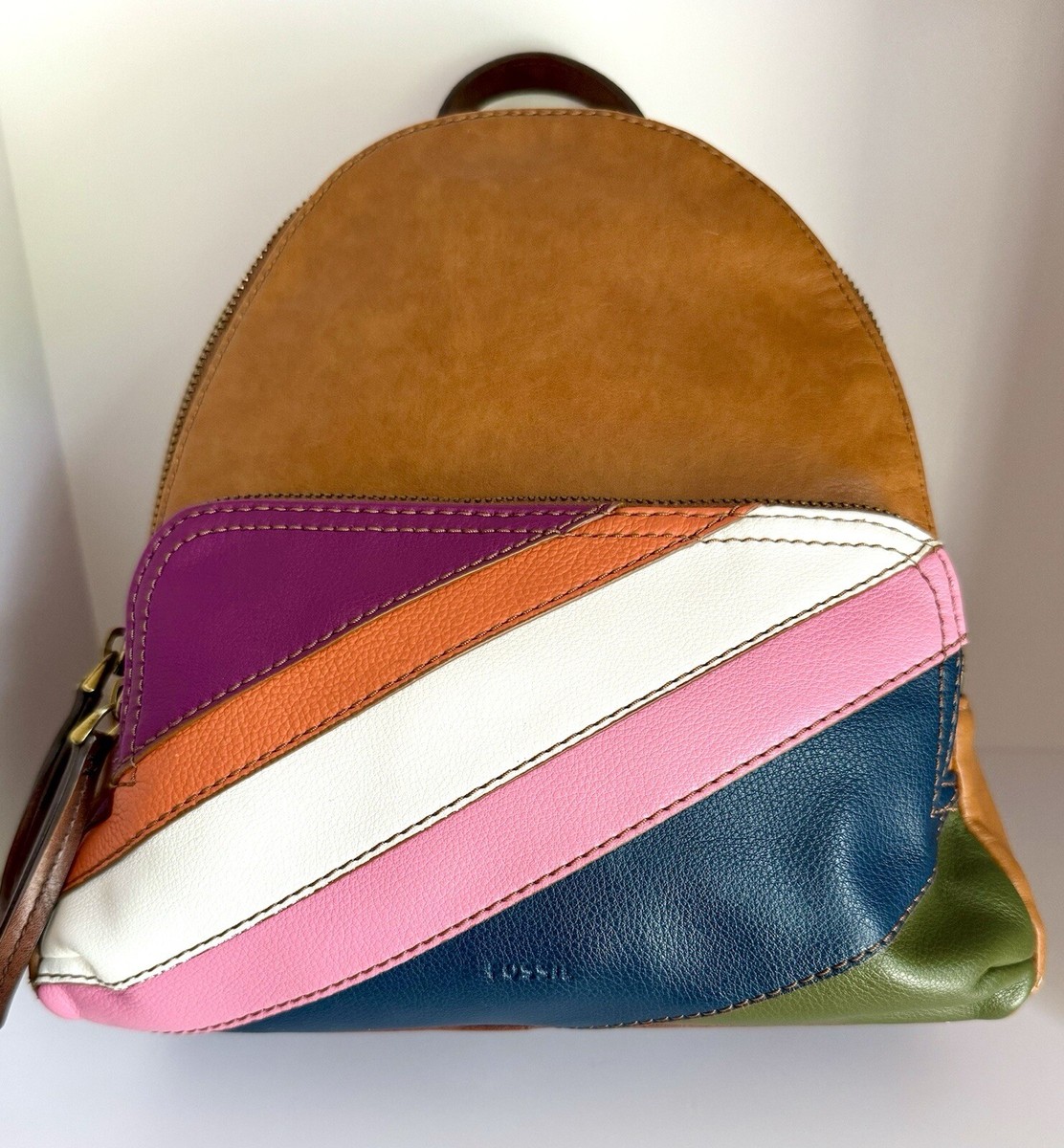 Fossil Felicity Brown Leather Mini Backpack Bag Purse Straps  display picture 2