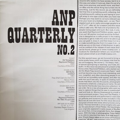 ANP Quarterly Raymond Pettibon 特集 ANP Quarterly Issue 2 Raymond Pettibon Bill Burke 2005 RVCA Art