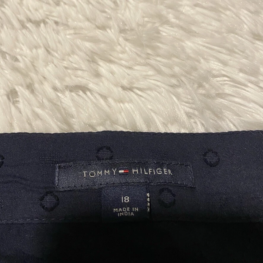 Tommy Hilfiger Mujer Talla 18 Azul Marino Patrón Texturizado Falda 20" Largo Usada en Excelente Condición Foto 3 de 4
