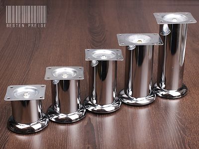4-er SET Ø50 CHROM POLIERT Möbelfuß Sockelfüße Schrankfuß Sofafuße Fuß //N016//