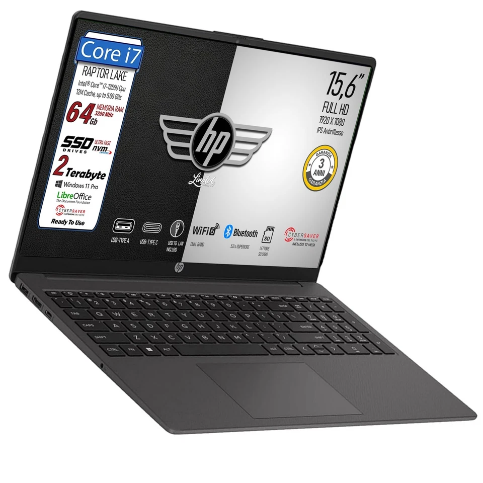 HP 250 G10 Intel i7 1355U SSD 2TB RAM 64GB 15,6" FullHD Win11 | Garanzia 36 Mesi - Immagine 3 di 4