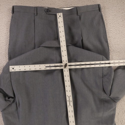 Jones New York Suit L Gray Herringbone Self Stripe 100% Wool Worsted 44R 39x27 - Picture 14 of 21