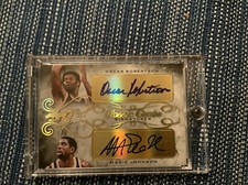 True 1/1 Dual Auto Magic Johnson/oscar Robertson Classic Combo 07 Leaf Hof Goat