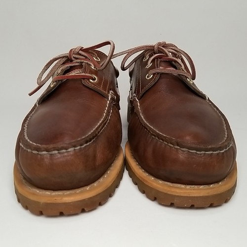 Vtg Timberland Heritage 3-Eye Classic Boat Shoes Men's size 11.5 W Brown Leather - Picture 7 of 14