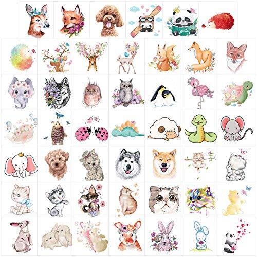 Qpout 48 fogli Tatuaggi temporanei animali per bambini, tatuaggi animali (c8q)