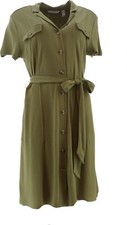 Isaac Mizrahi Camp Shirt Dress Green Tea XXS NWOT (562)