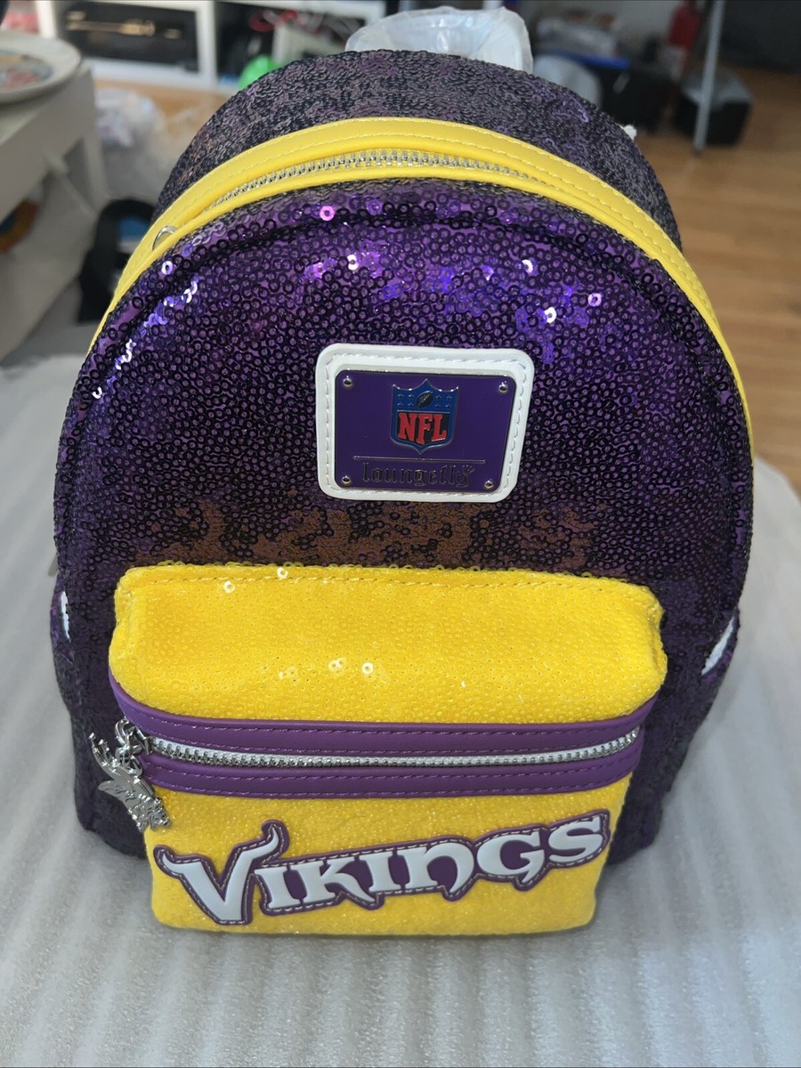 【Lounge Fly】NFL Minnesota Vikings Sequin Mini Backpack Loungefly NFL Minnesota Vikings Sequin Mini Backpack