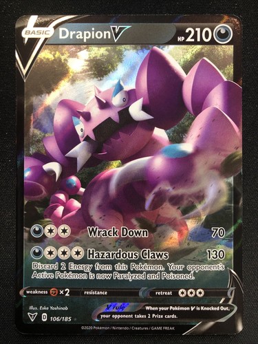 Juego de cartas Pokémon Drapion V 106/185 Vivid Voltage casi como nuevo - Imagen 1 de 2