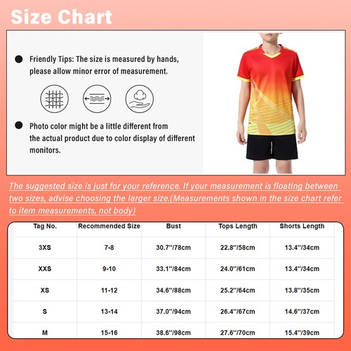 Unisex Kids Boys Football Uniform Gradient Color T-shirt With Shorts Sports - Picture 14 of 79