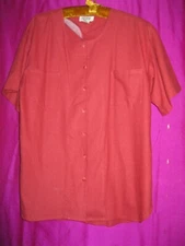 PERSIMMON COLORED   S/S SILK BLOUSE, SZ. S/M., SOSTANZA  LABEL