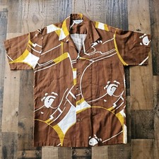 Vintage 60's Paradise Hawaii Made In Honolulu Loop Collar Camp Shirt Large