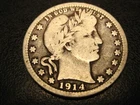 1914-P 90% Silver Barber Quarter VG FULL RIMS #2