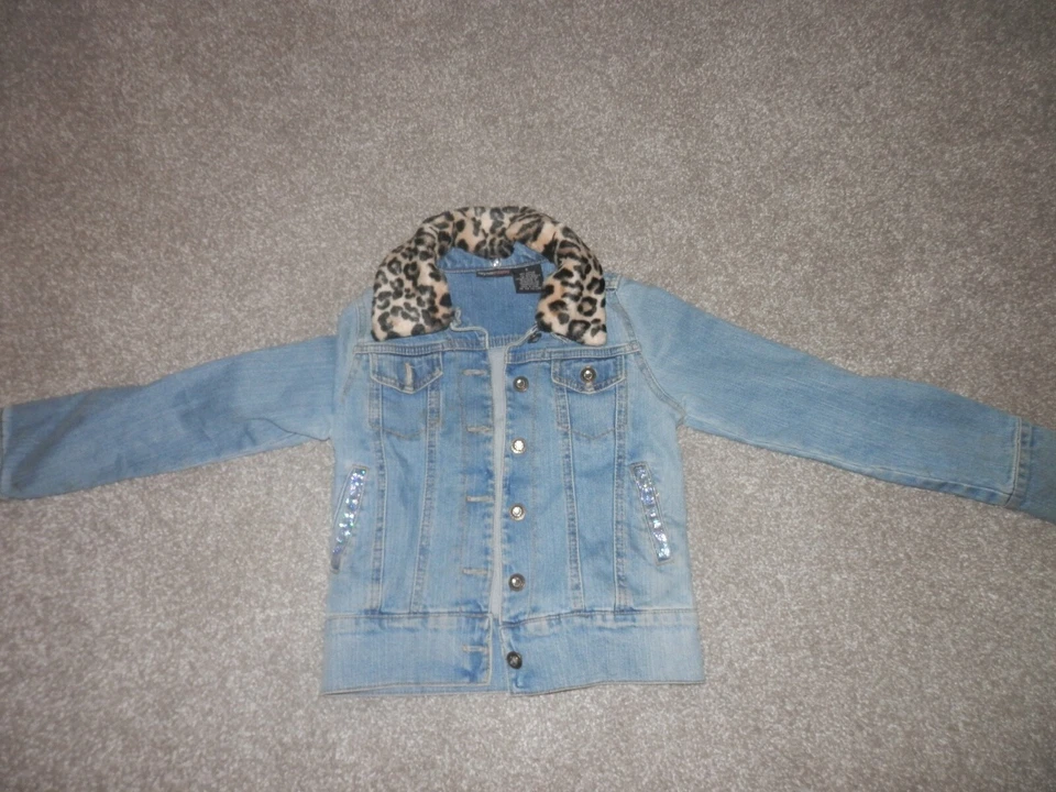 CHAQUETA VAQUERA AZUL DE DISEÑO MARY-KATE AND ASHLEY PIEL SINTÉTICA LEOPARDO TALLA 8 Foto 2 de 4