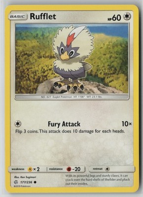 Rufflet 177/236 Pokemon Cosmic Eclipse Common Lightly Played (LP) 1