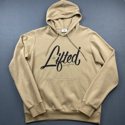 LRG Lifted Research Group Hoodie Men's Small Tan Lightweight Sweatshirt