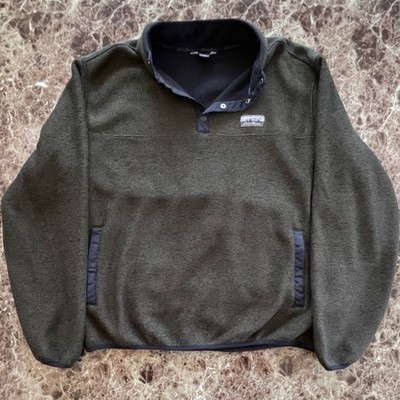 Eddie Bauer Men's Green Fleece Snap Mock Neck Pullover Sweatshirt Pockets L/TG