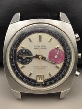 Gruen Precision Chronograph 37mm Raspberry DateDial ManualWind Mens Watch 770 CA