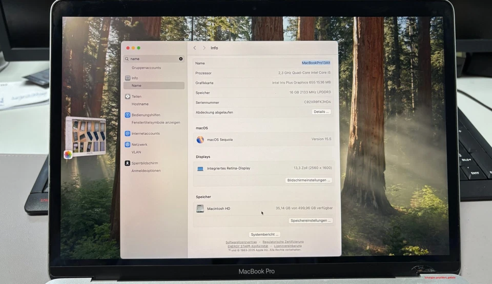 Apple MacBook Pro 13 Touch Bar A1989 2018 I5-8279U 512GB-SSD 16GB-RAM Silber - Bild 2 von 4