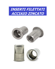 INSERTI RIVETTI FILETTATI IN ACCIAIO ZINCATO M3 M4 M5 M6 M8 M10 GAMBO CILINDRICO