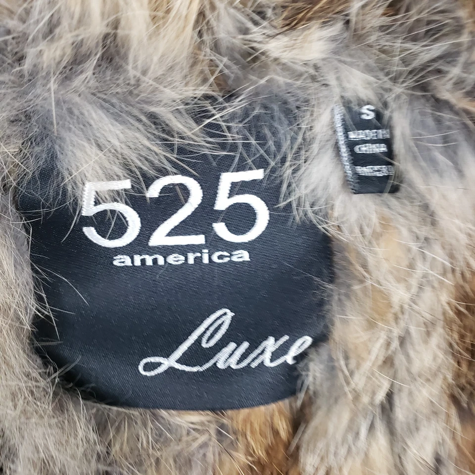 Chaleco de piel de conejo natural real para mujer pequeño marrón chaleco chaqueta 525 America Luxe Foto 3 de 4
