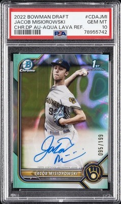 2022 BOWMAN DRAFT CHROME DRAFT PICK AUTOS JACOB MISIOROWSKI 95/199 PSA 10 AUTO