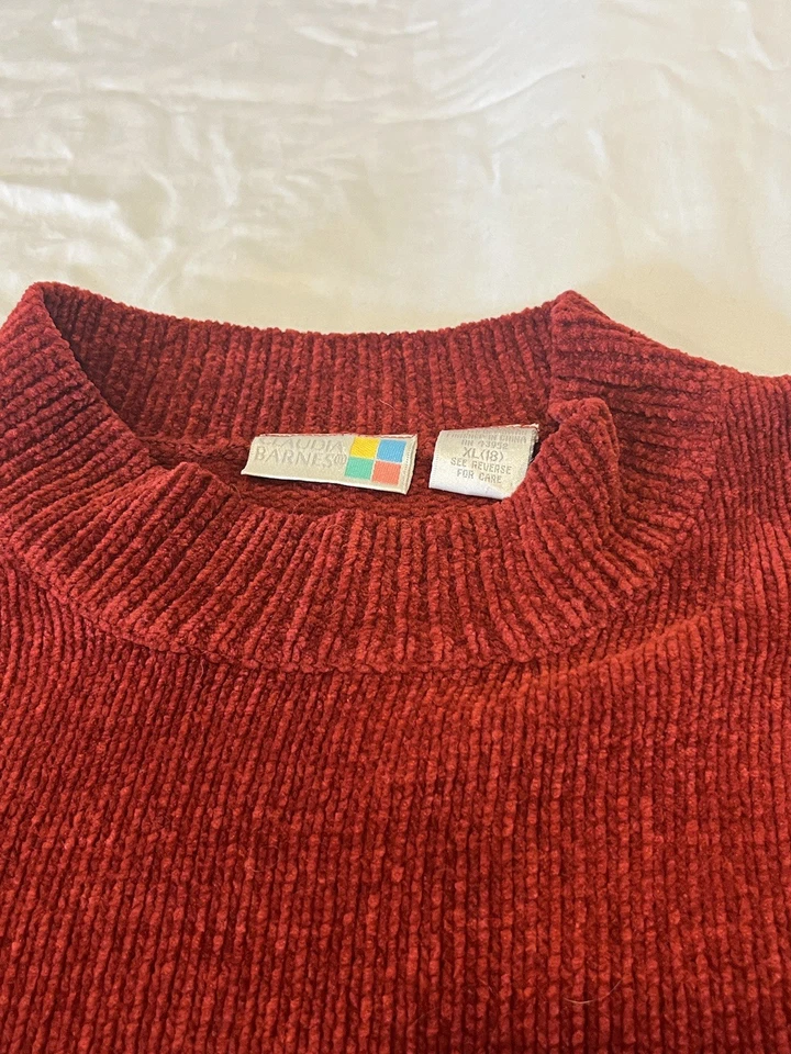 Suéter Chenille Rojo Elements Petite Vintage Años 90 Talla XL Talla 18 Navidad Y2K Foto 3 de 4