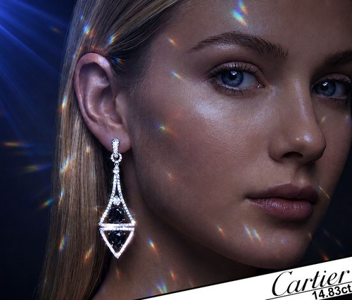 CARTIER Diamond Earrings 18K Gold 14.83ct Long Diamond Earrings Estate Vintage