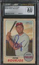 Peter Bourjos Signed 2017 Topps Heritage #248 Phillies CGC AU w/ AUTO 10