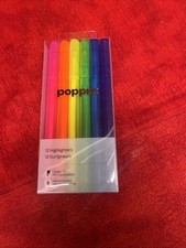 PACK POPPIN THIN HIGHLIGHTERS 12 PCS ASSORTED COLORS CHISEL TIP - NEW (ff3)