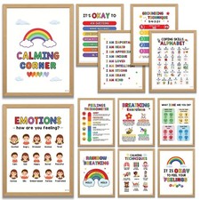 Calming Corner Posters for Kids 12Poster Set 8x10 Emotion Chart Regulation