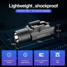Tactical Flashlight 1500 Lumen for Shotgun/Pistol Light with Momentary/Strobe...
