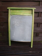 Altes Waschbrett  Holz mit Zinkeinlage  Shabby Garten Deko