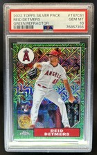 2022 Topps Reid Detmers 1987 35th Anniversary Chrome RC Green #/99 PSA 10