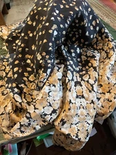 Cejon 100% Silk Floral Scarf - Elegant Black and Gold Design