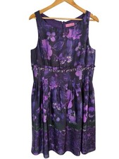 Eliza J Purple Floral Sleeveless Fit & Flare Dress Beaded Wedding  NWT Size 16