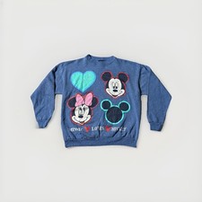 Vintage Disney Minnie Loves Mickey Sweatshirt Medium Hearts Jerry Leigh Mouse