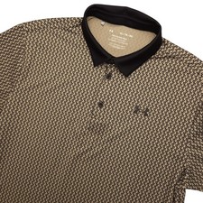 Under Armour Playoff Polo Shirt Mens XL Beige Geometric Golf Stretch Top