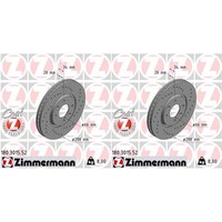 2X Zimmermann Sport Z Bremsscheiben 288Mm Gelocht Vorne Passend FüR CitroËN C5 X