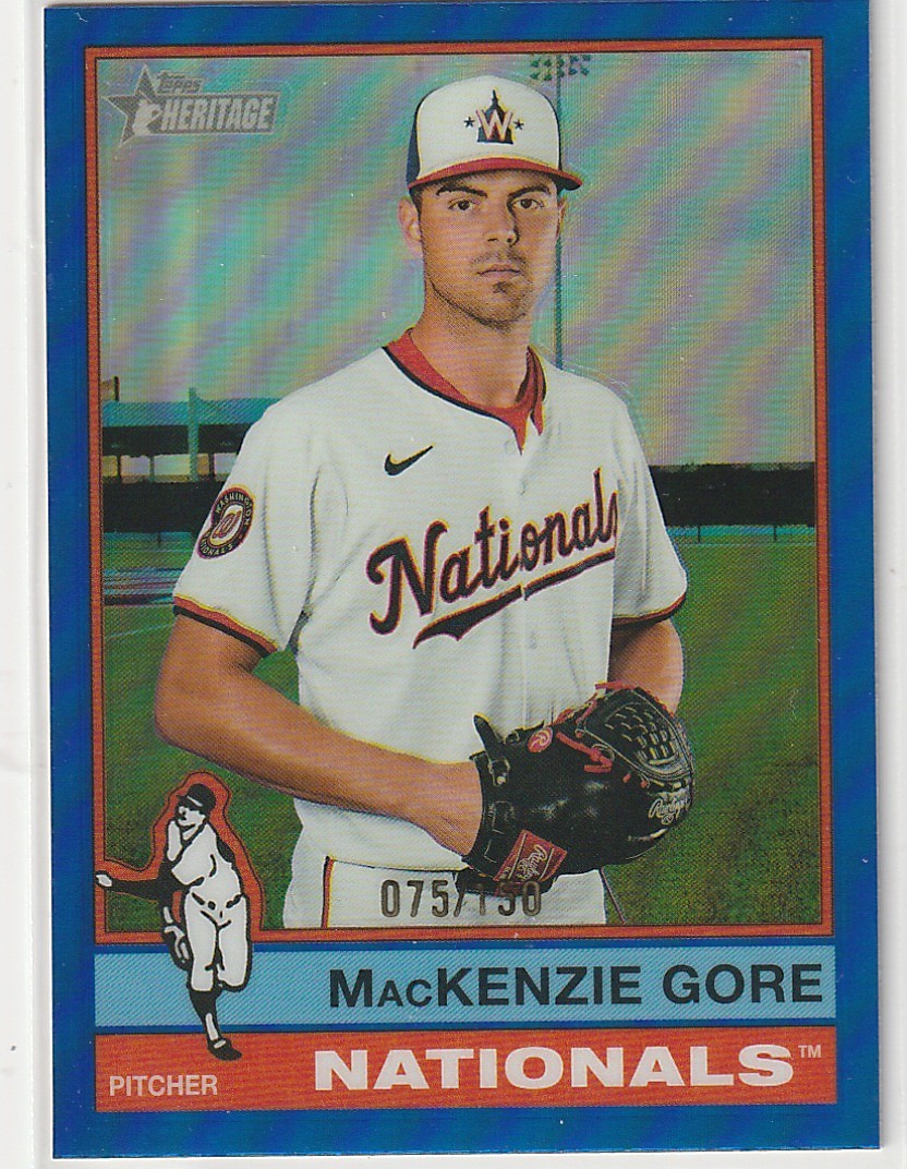 2025 Topps Heritage #467 MacKenzie Gore Chrome Blue Refractor