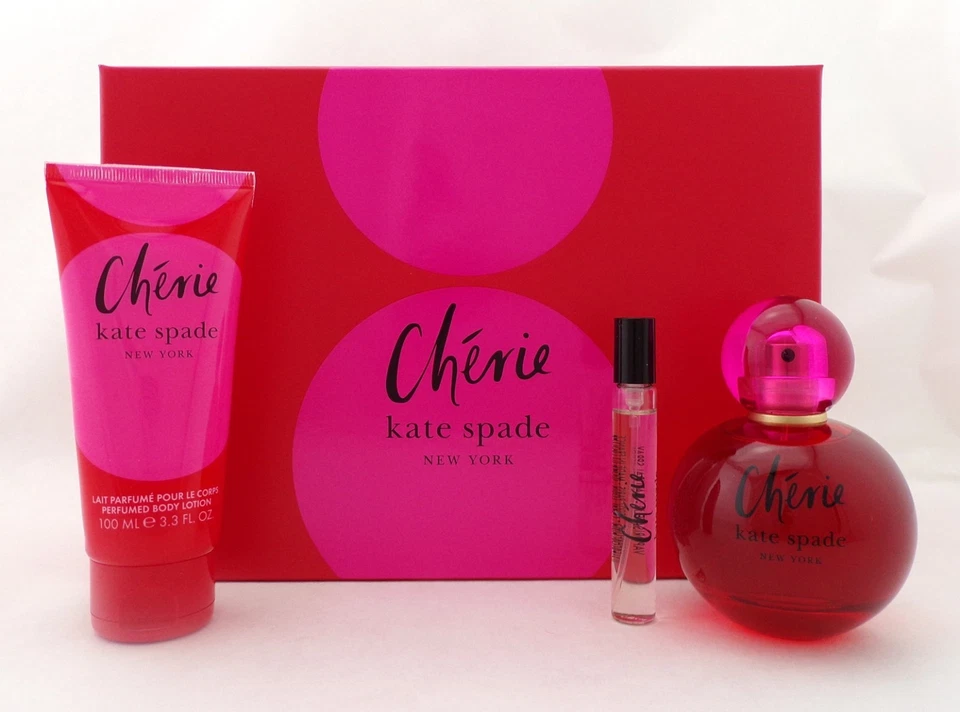 CHERIE by Kate Spade 3 pcs Set 3.3 oz. EDP +0.25 oz. EDP + 3.3 oz. B/Lotion New
