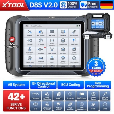 XTOOL D8S V2.0 OBD2-Scanner Vollsystem-Kfz-Diagnosegerät Schlüsselprogrammierung