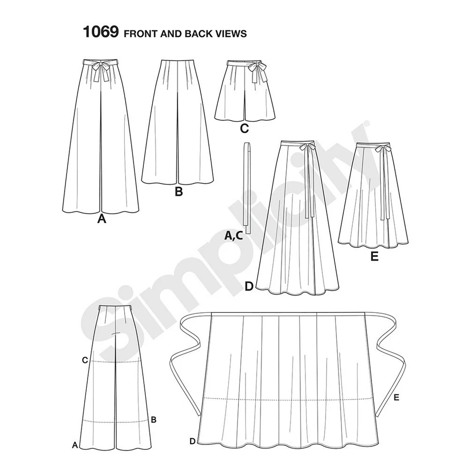 Pantalón Palazzo Simplicity 1069 Talla 12-20 Pierna Ancha Culotte Envolvente Falda Maxi Patrón Foto 3 de 4