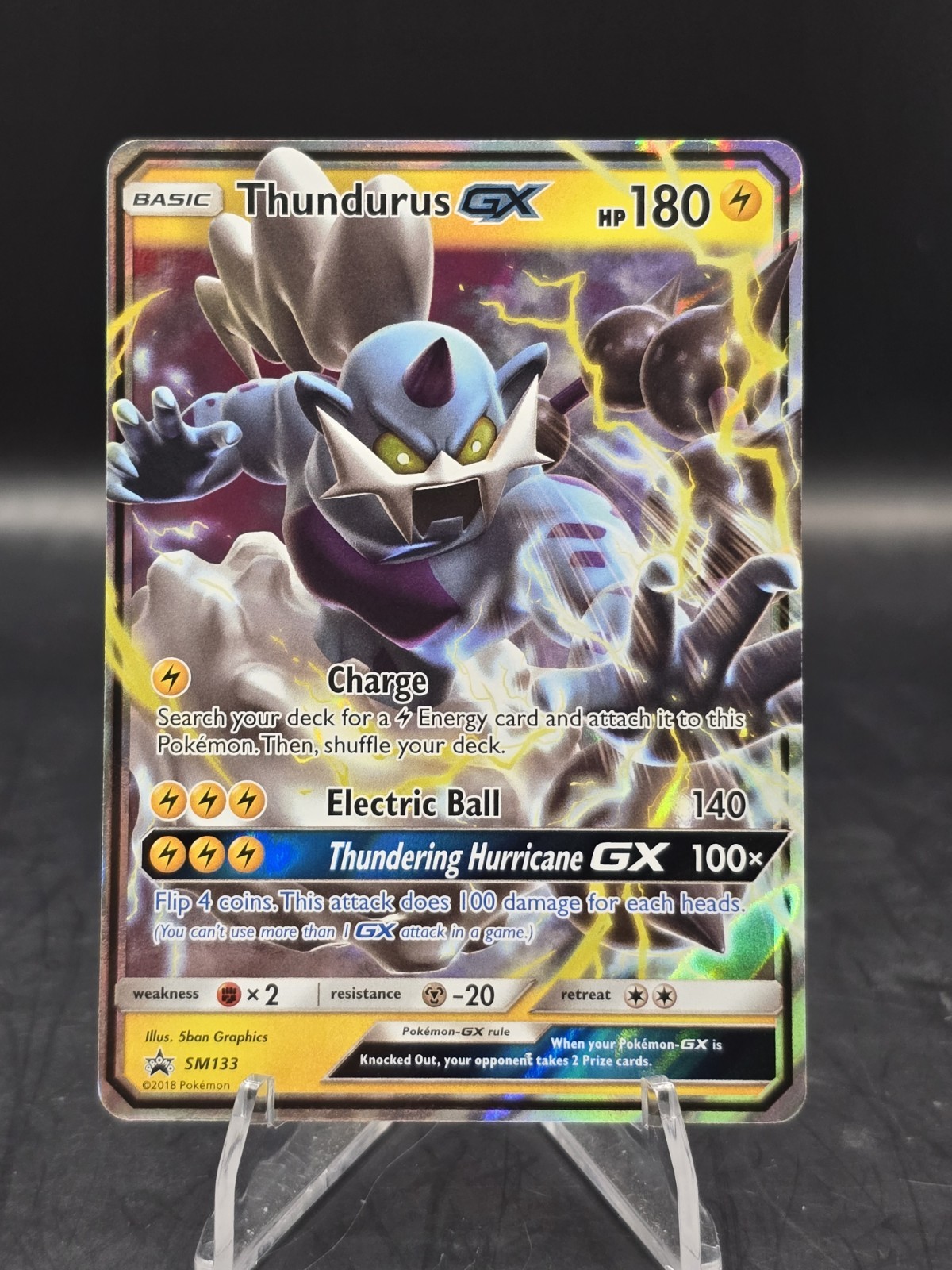 Pokemon TCG Thundurus GX SM133 SM Black Star Promo Ultra Rare Holo NM