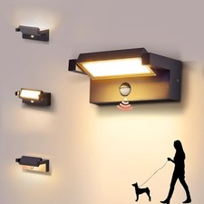 Outside Lights with Motion Sensor Black - Adjustable PIR Mains Powered