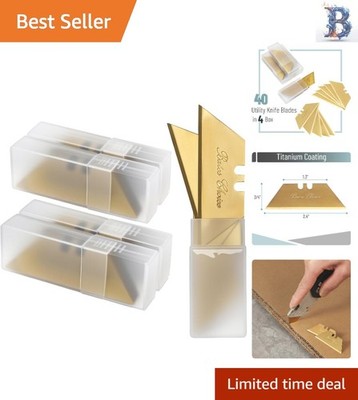 Durable 40-Pack Utility Blades - Precision-Honed Titanium for Effortless Cutting